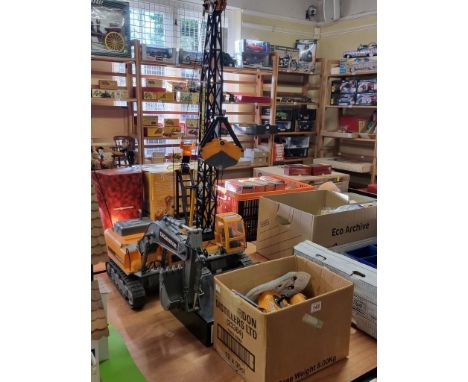 Hobby Engine:&nbsp;Excavator and Crawler Crane, both battery operated remote controlled, with controllers; together with a sm
