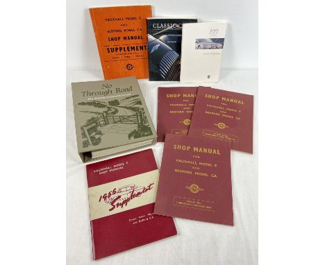 A collection of vintage car books and manuals. To include 5 1950's shop manuals for Vauxhall Model E &amp; Bedford Model CA. 