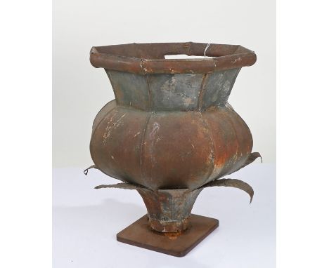 19th Century French rainwater hopper, in the form of a flower bud and arched petals, 35cm high