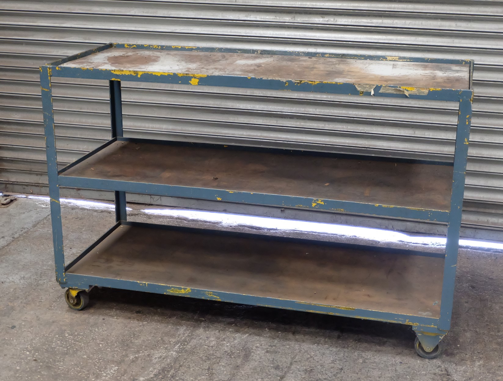 A 3 tier Heavy Duty Steel Work Trolley, 26.5in x 60in x 39.5in.