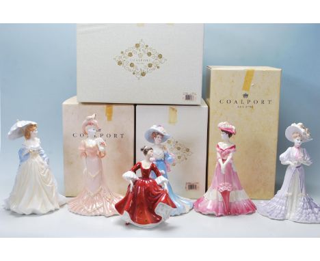 A group of 20th century Coalport lady figurines to include models as CP145, CP99, CP199, CP39 all in original boxes along wit