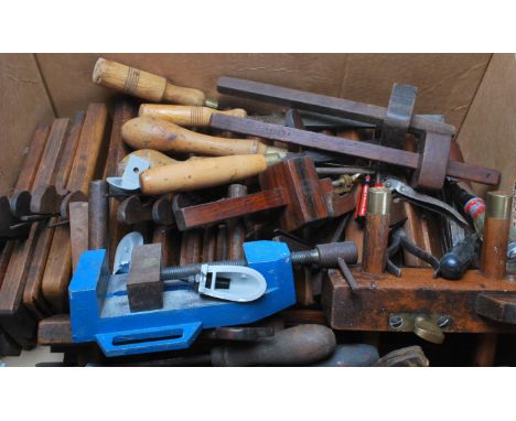 A collection of vintage wood working tools dating from the 19th and 20th century to include rosewood and brass examples, plan