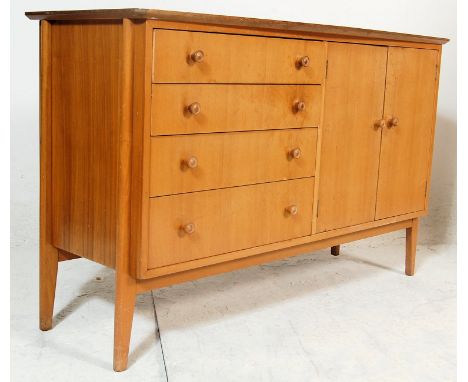 Crimson&nbsp;&amp; Slater - Vesper - A retro vintage mid-century teak wood sideboard credenza, having an oversize shaped top 