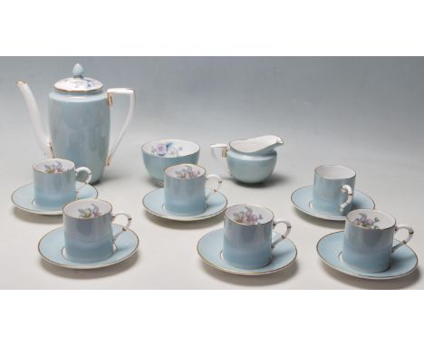 A&nbsp; vintage late 20th Century Royal Worcester fine bone china coffee set in the Woodland pattern comprising of 6 coffee c