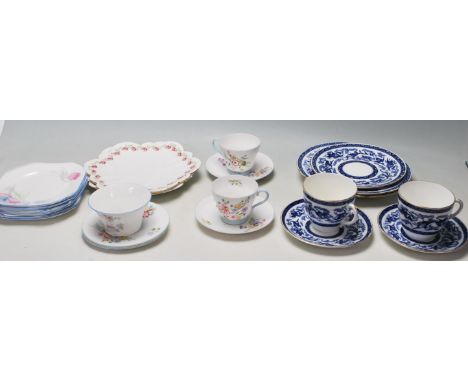 A large collection of 20th century Shelley / Foley fine English bone china part tea sets to include Wild Flowers 13668, blue 