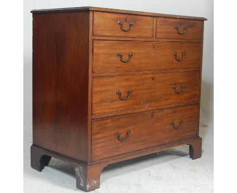 A George III 19th&nbsp;century mahogany chest of drawers. Raised on bracket feet with 2 short over 3 deep drawers having bras