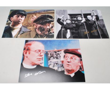 Dads Army - BBC Sitcom - a collection of x3 8x10" photographs signed by two stars of the BBC Sitcom Dad's Army. Comprising; x