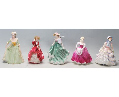 A group of three Royal Doulton bone china ceramic figurines to include Hannah HN3369,Top of the Hill HN1834, Best Wishes HN39