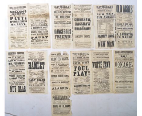 Victorian Ephemera Collection - a good collection of x7 antique 19th century Victorian Theatre / Music hall posters and playb