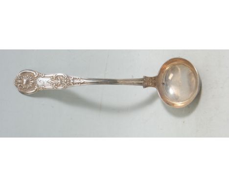 A 19th Century Victorian hallmarked sterling silver ladle having shell and foliate decoration to the handle. Measures 17cm. W
