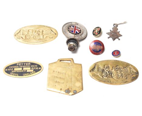 A collection of mid 20th Century classic car motoring medallions / plaques / point of sale / signs / badges / logos to includ