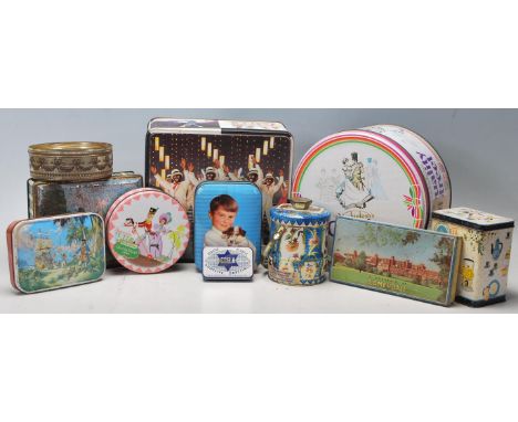 A collection of vintage tins to include black and white minstrels, Somerdale, Toffee tins, Quality Street and many others dat