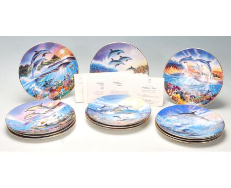 A collection of late 20th century Royal Worcester : Dolphins " fine bone china collectable &nbsp;plates, to include: Dolphins