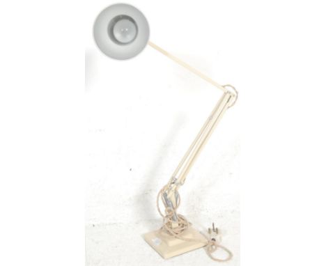 Herbert Terry &amp; Sons - Model 1227 - An mid 20th century Anglepoise industrial factory work table / desk lamp in a cream p