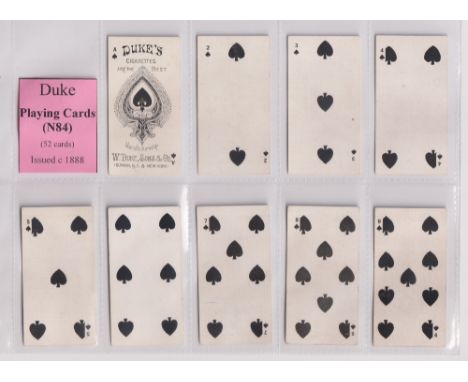 Cigarette cards, USA, Duke's, Playing Cards (52/53, missing Joker) (gd/vg) (52)