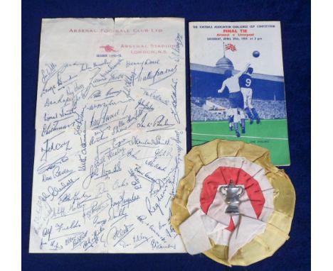 Football, FAC Final 1950, Arsenal v Liverpool match programme (rusty staples o/w gd) sold with Arsenal printed Autograph shee