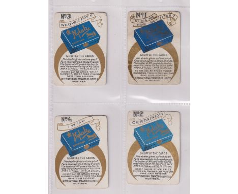 Cigarette cards, Canada, International Tobacco Co, Montreal, 'Shuffle the Cards', set of four advertising cards for 'Nylak Eg