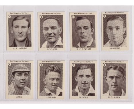 Trade cards, Boys' Magazine, Zat Cards (Cricketers), two sets, standard (12 cards) &amp; 'M' size (11 cards) (vg) (21) 