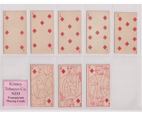 Cigarette cards, USA, Kinney, Transparent Playing Cards (set, 52 cards) (some slight faults, fair/gd) (52)
