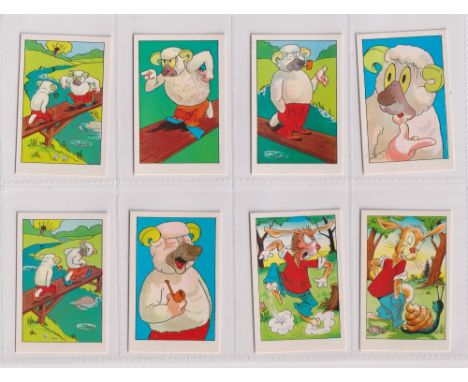 Trade cards, Dandy Gum, Animal Fables, 'M' size (set, 200 cards, 3 with red back, the rest in black) (vg/ex)