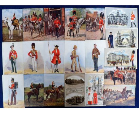 Postcards, Military art style, inc. complete, The Royal Scots by R.J.H., Harry Payne Royal Scots Guards, Military in London I