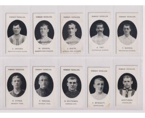 Cigarette cards, Taddy, Prominent Footballers (No footnote), ten cards, A. Archer Brighton, W. Yenson &amp; J. White both QPR