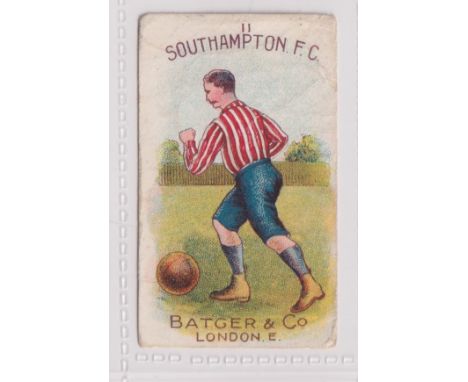 Trade card, Batger, Well Known Football Clubs, type card, no 11 Southampton (slightly grubby, some light creases, stamped to 