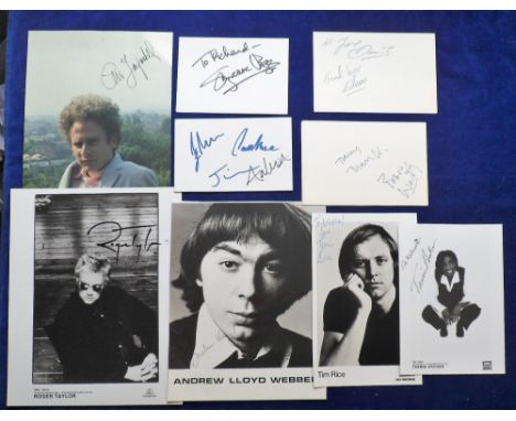 Autographs, pop music, selection of signed cards (5), signed photographs of various sizes (4) and one signed magazine photogr
