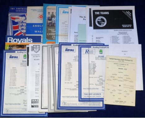 Football programmes, Reading FC, a collection of 50 programmes, many single sheets, FA Youth Cup (34) inc. homes v Luton 58/9