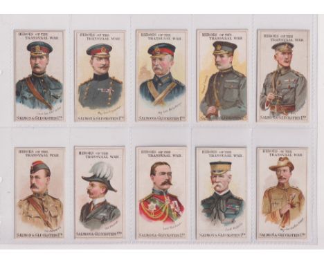 Cigarette cards, Salmon &amp; Gluckstein, Heroes of the Transvaal War, 17/40, un-numbered inc. Lord Kitchener, Lord Roberts &