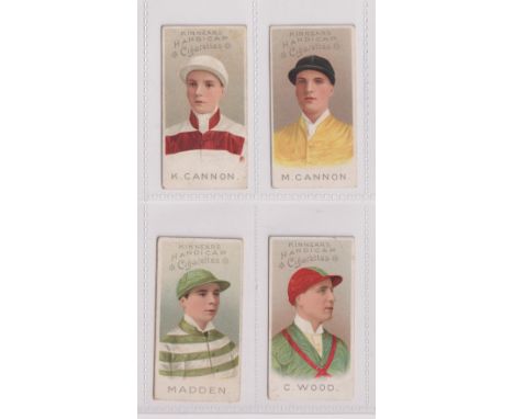 Cigarette cards, Horseracing, Kinnear, Jockeys (Set 1), 4 cards, R. Cannon, M. Cannon, Madden &amp; C. Wood (corner crease) (