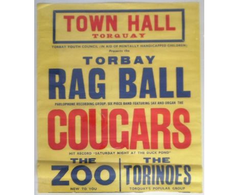 Music Posters, 45+ posters from the 1960s to the 80s some promotional and some art, to include the Cougars, Kissing Sharks, C