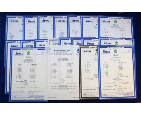 Football programmes, Reading Reserves 1984/85, 19 single sheet home programmes inc. West Ham, Tottenham, Millwall, Oxford etc