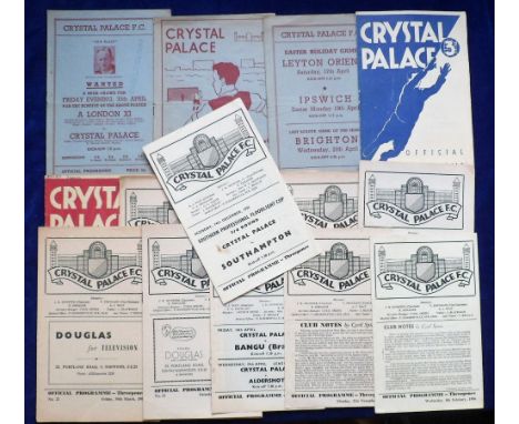 Football programmes, Crystal Palace, a collection of 15 1950's home programmes, inc. West Ham Friendly, 55/56, Southampton SF