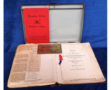 Militaria, Bandmaster George Charles Bixley, Victa Cash tin containing Royal Military School of Music Kneeler Hall 1902 photo