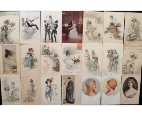 Postcards, a collection of approx. 100 early cards published by M M Vienne (M Munk). A broad range of subjects inc. greetings