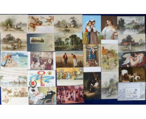 Postcards, selection including Glamour, Artist Signed, Persian style, Children, Floral, Art Deco, M. &amp; B., Rural, Napoleo