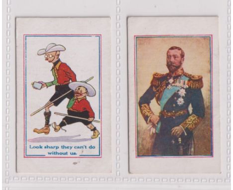 Trade cards, Mearbeck, Army Pictures, Cartoons etc, 2 type cards 'Look Sharp they can't do without us' &amp; King George V, t