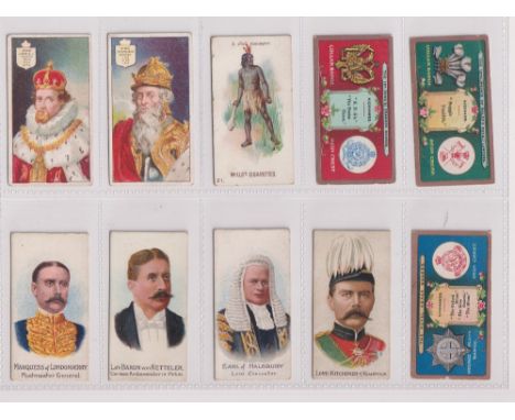 Cigarette cards, 31 scarce type cards, various manufacturers &amp; series, Singleton &amp; Cole Kings &amp; Queens (2), Wills