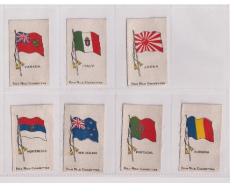 Tobacco silks, Murray, Flags (inscribed 'Polo Mild Cigarettes'), 'M' size, 7 silks, Canada, Italy, Japan, Montenegro, New Zea