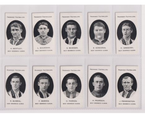 Cigarette cards, Taddy, Prominent Footballers (London Mixture backs), West Bromwich Albion, 15 cards, Bentley, Bookman, Bowse