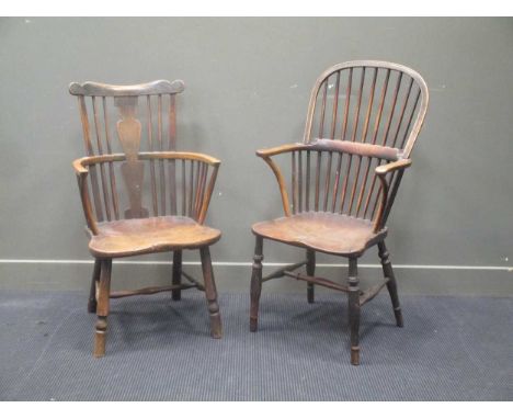 A Victorian ash and elm comb back Windsor arm chair and another Windsor chair (2)Footnote: Provenance: Julians Park, Hertford