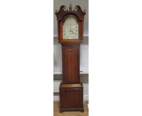 A George III oak and mahogany longcase clock, the enamelled dial inscribed 'Hampton, Prince &amp; Cattles, York', with Roman 