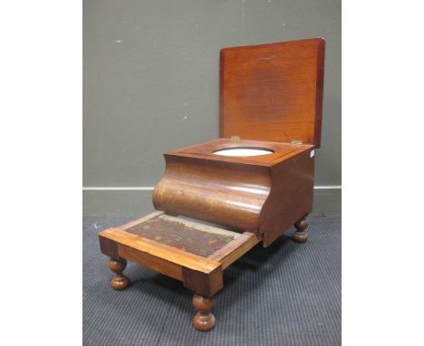 A 19th century mahogany step commode on turned feet, 45cm wide