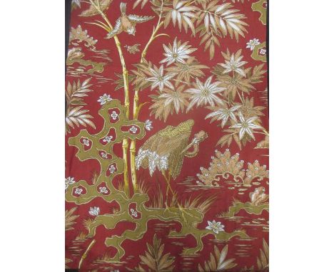 One pair of self-lined French headed curtains, each 88cm wide with 210cm drop