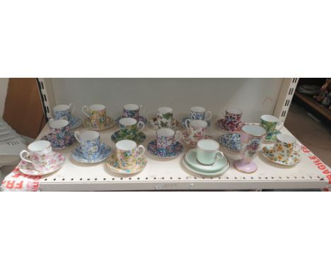 A collection of Royal Albert coffee and and saucers including Serenade, Guinevere, Nocturne, Blue Polka etc 