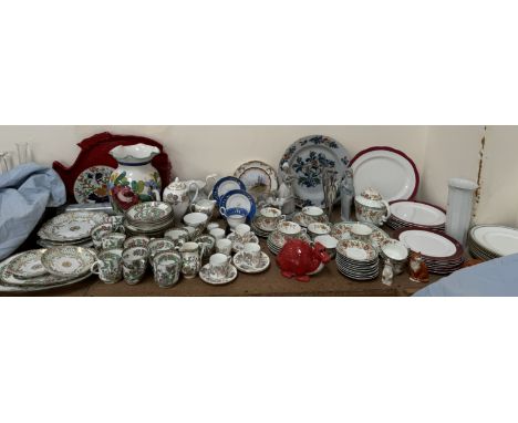 A Lladro figure of a lady and goats together with another Lladro figure, tin glazed earthenware charger, Coalport Indian Tree