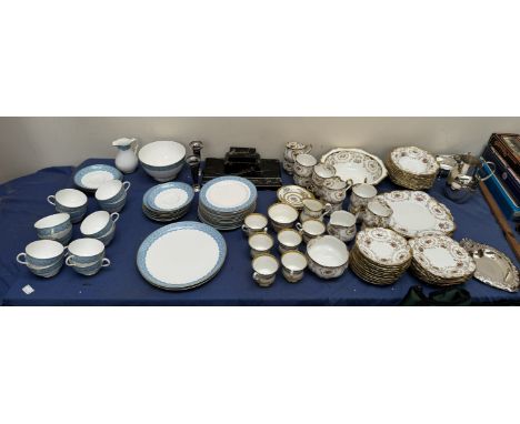 A Royal Albert floral decorated part tea service together with a Royal Worcester part tea and dinner service, marble desk sta