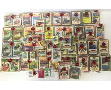Good quantity of Waddingtons Top Trumps and similar playing cards, includes Racing Cars, Racing Motorcycles, Hot Rods, Helico