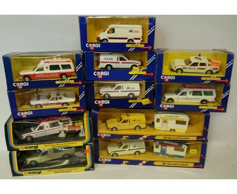 Quantity of Corgi emergency vehicles, includes German issue and standard issue 406 Mercedes Bonna Ambulance, a C13 RAC Van an